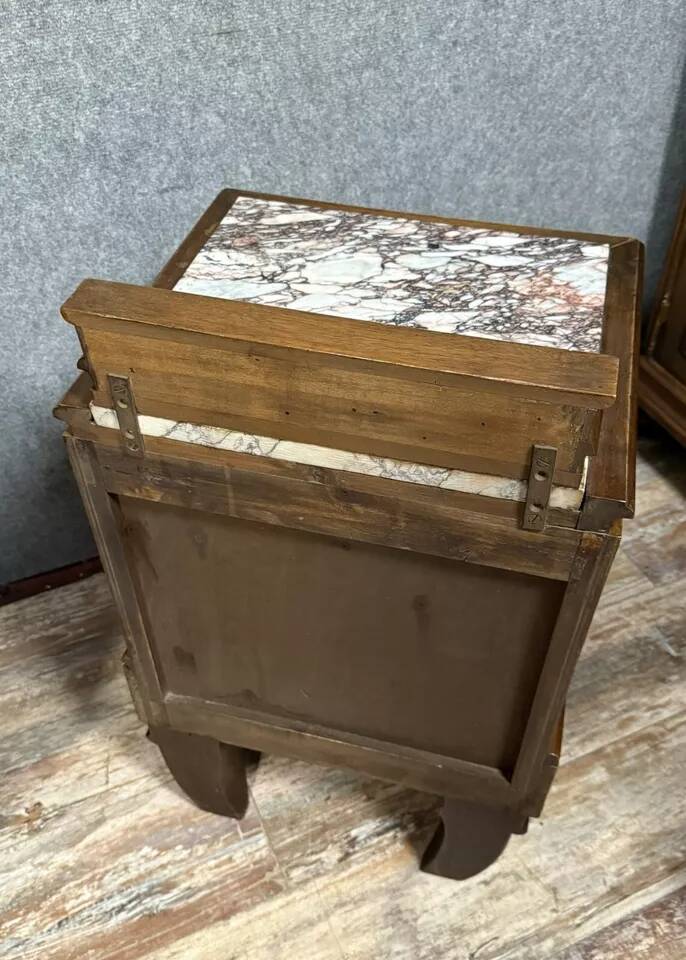 Pair of Art Deco period mahogany bedside tables circa 1930