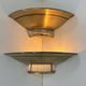 Pair of Art Deco corner sconces, brass and glass, France 1930