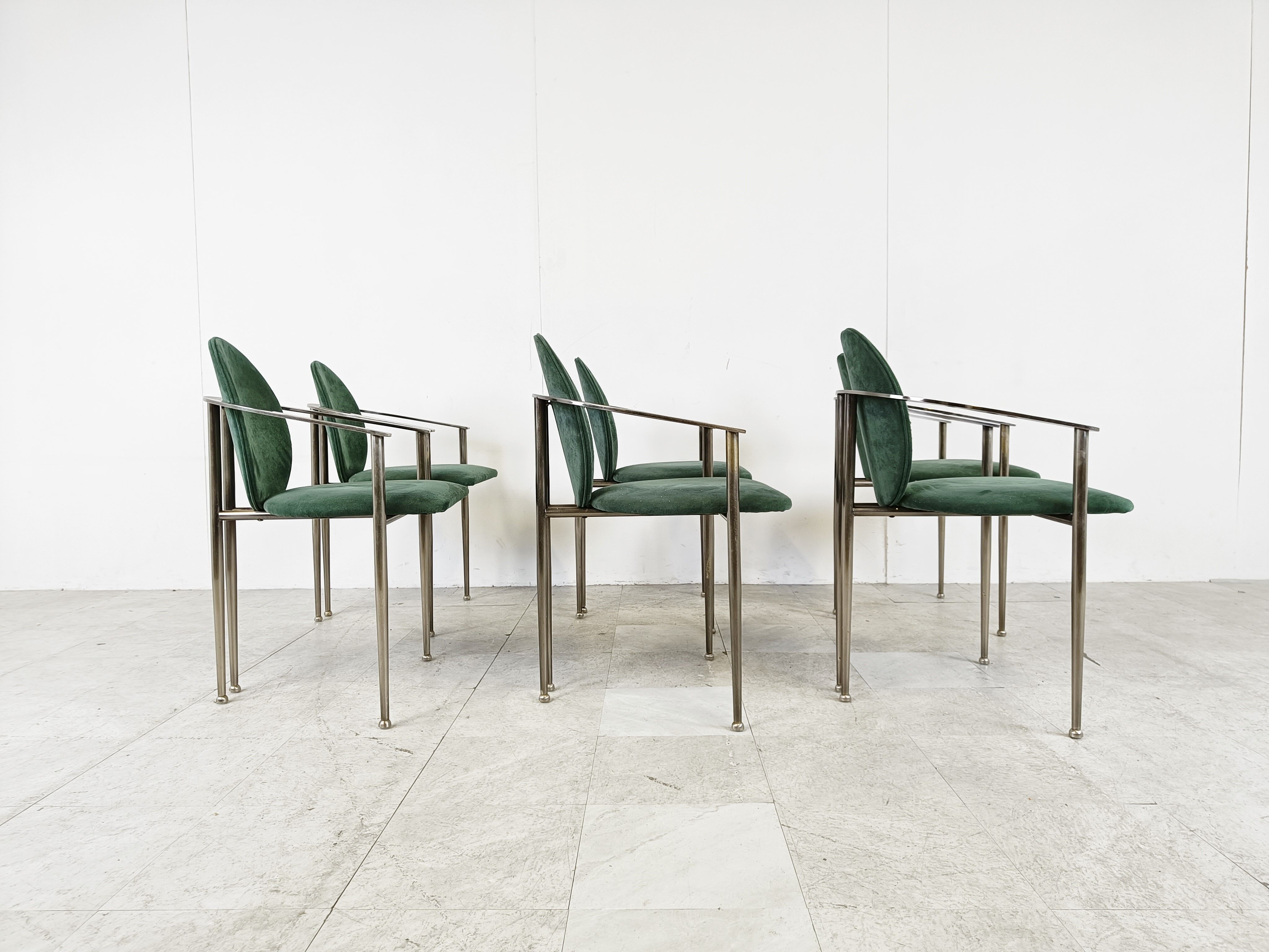 Vintage dining chairs by Belgo chrom, set of 6 - 1980s