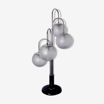 Lampe chromée Art-Déco 4 globes, 1960