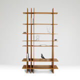 Italian shelving unit in walnut, bespoke vintage architect piece - 1980's