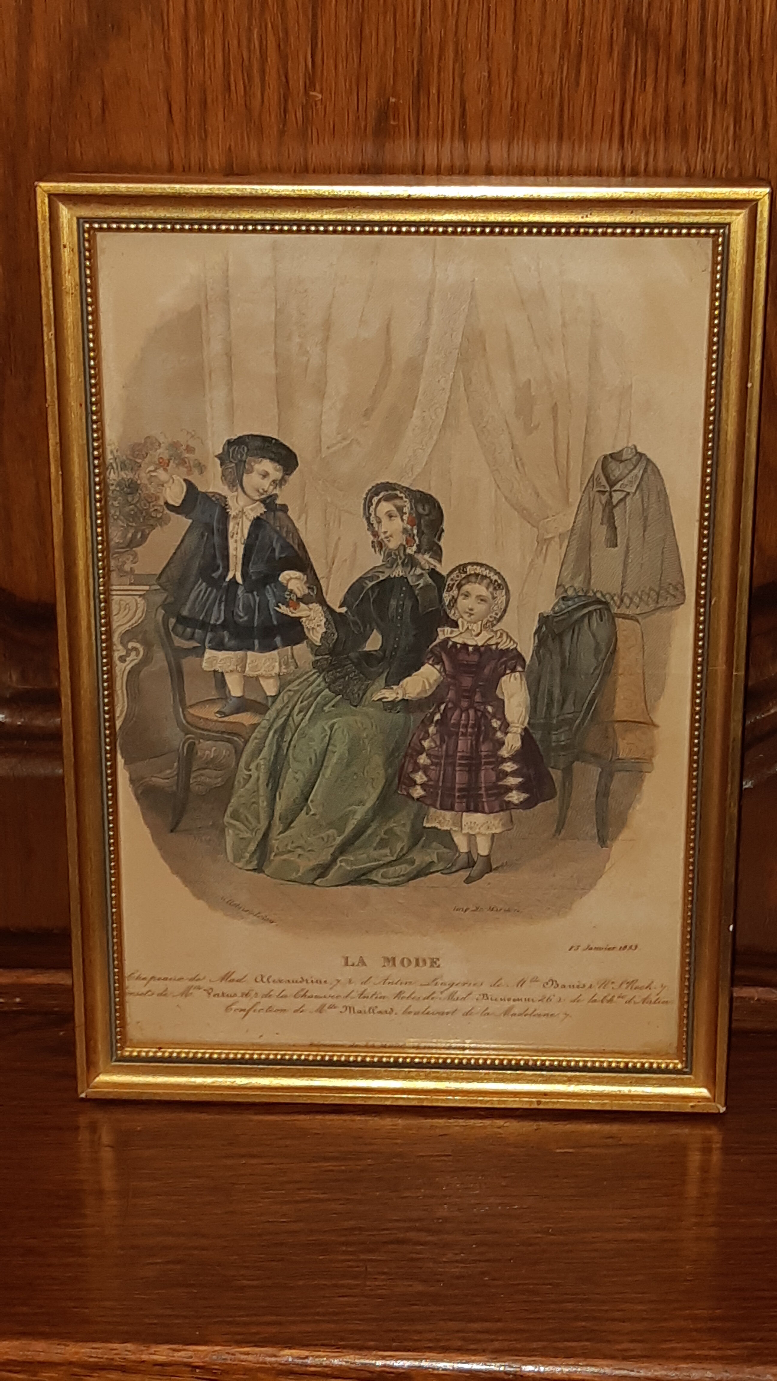 Fashion engraving frame of January 15, 1853 by Héloïse Leloir, at Maritan