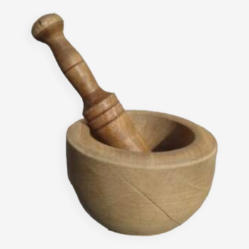 Wooden mortar and pestle