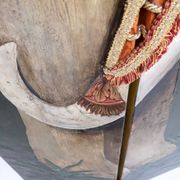 Postmodern five-panel room divider by doro with two asiatic elephants, italy
