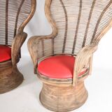 Pair of rattan armchairs