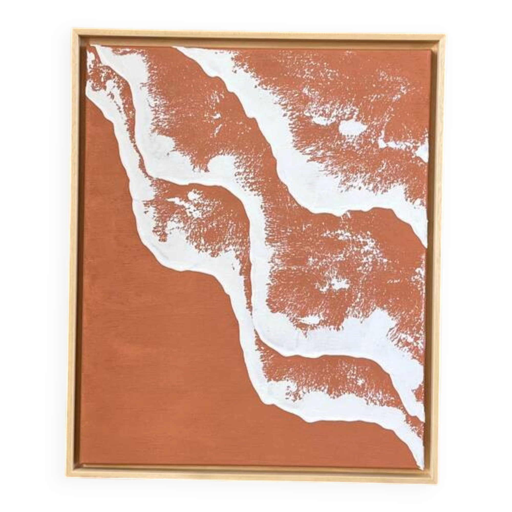 Tableau vagues en relief terra cota