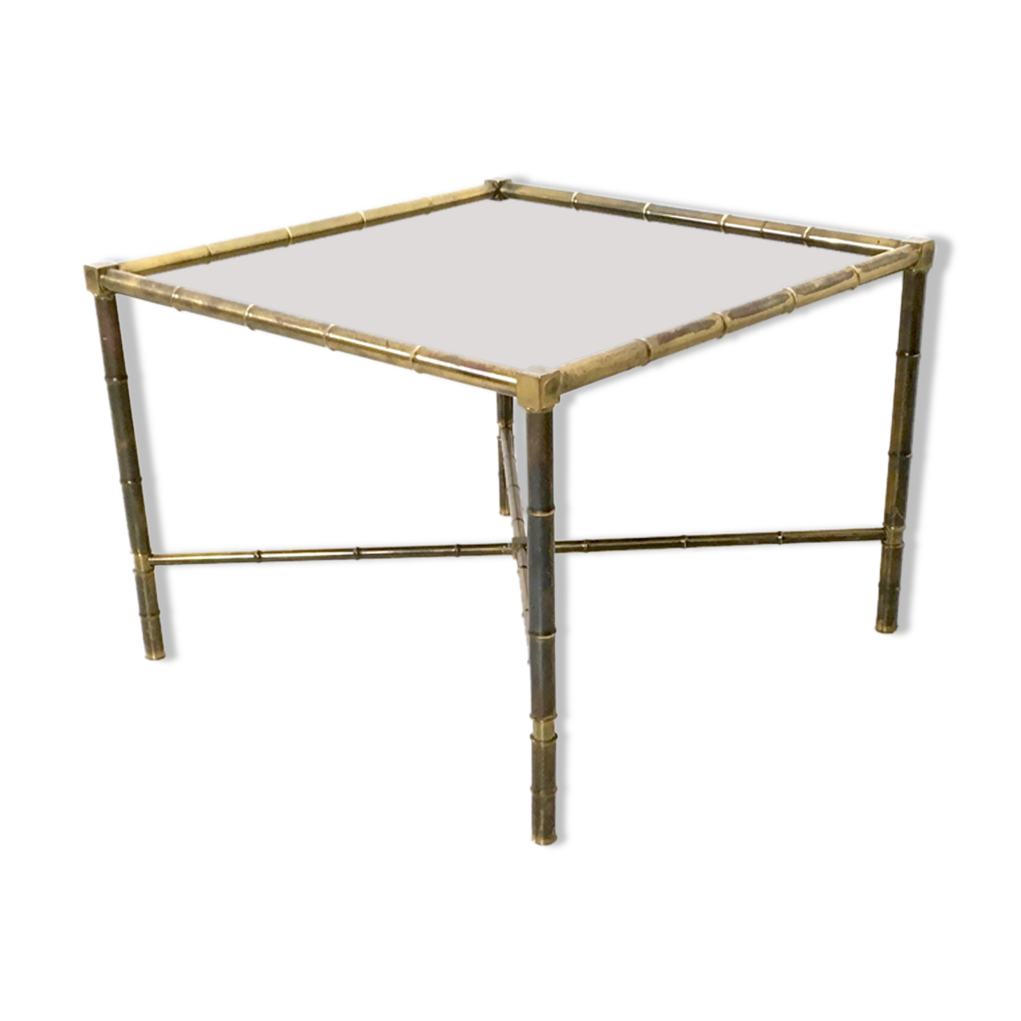 Brass and black opaline glass coffee table, France  1950s