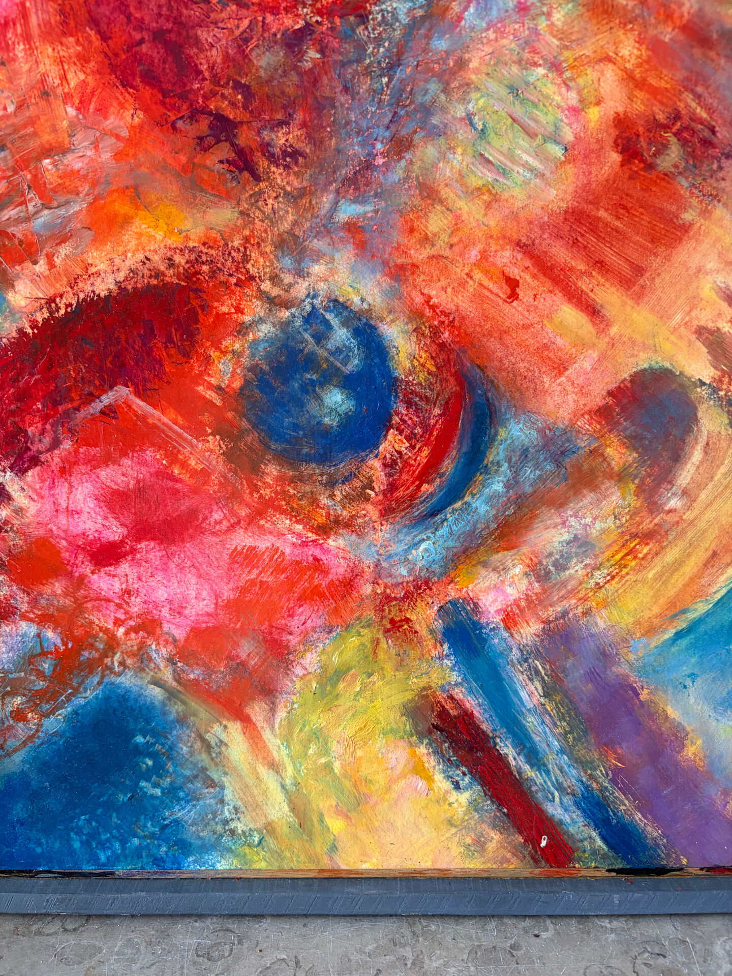 Abstract - The Samurai, oil on wood panel signed 1989