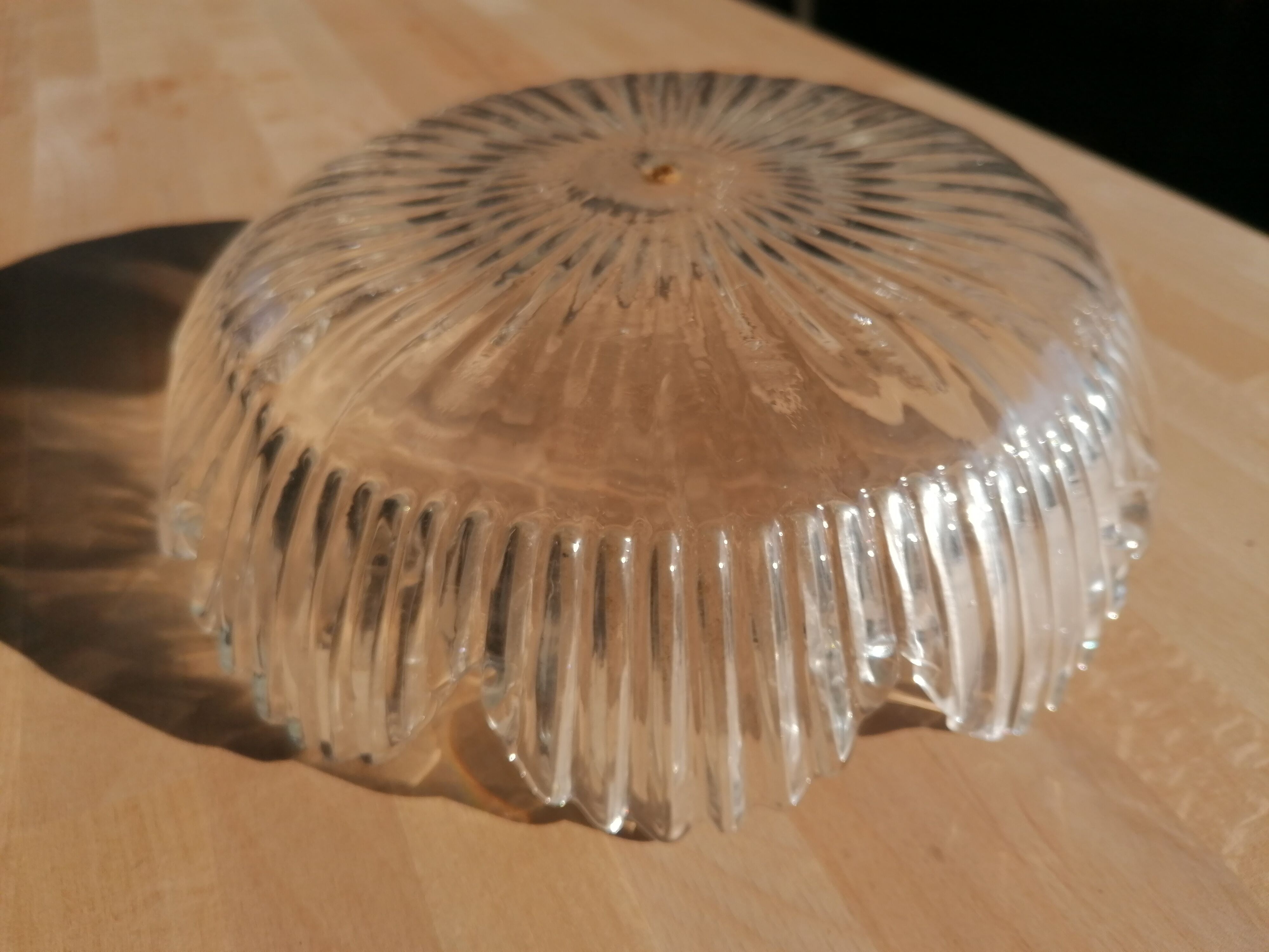 Tulip suspension in vintage holophanous glass