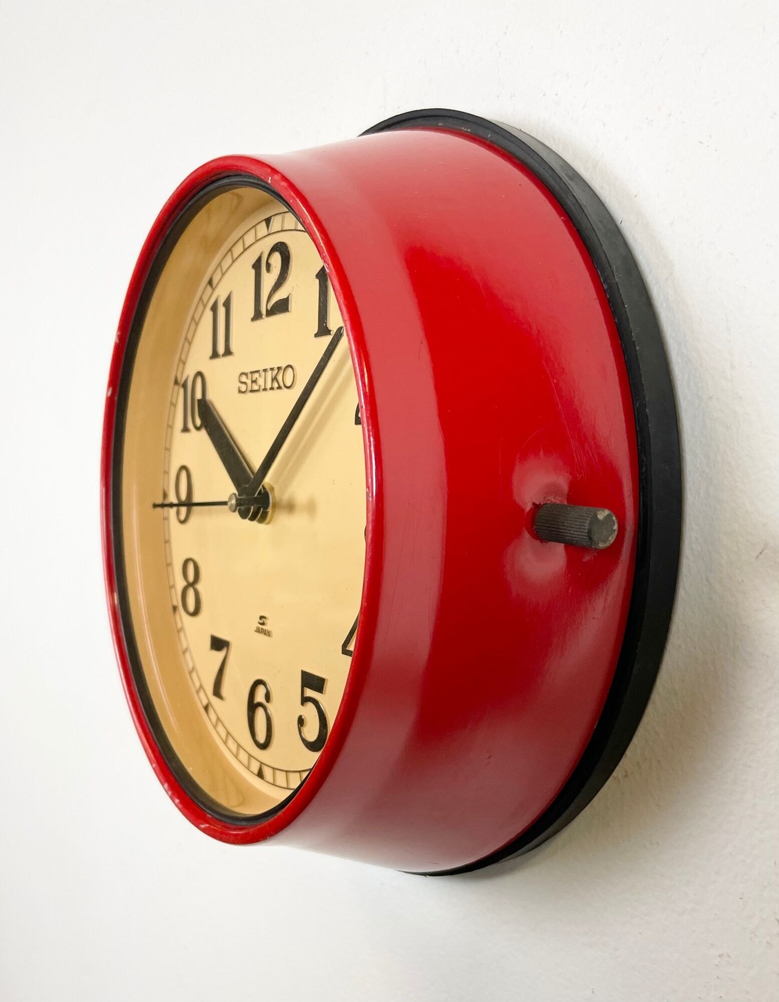 Vintage red seiko navy wall clock, 1970s