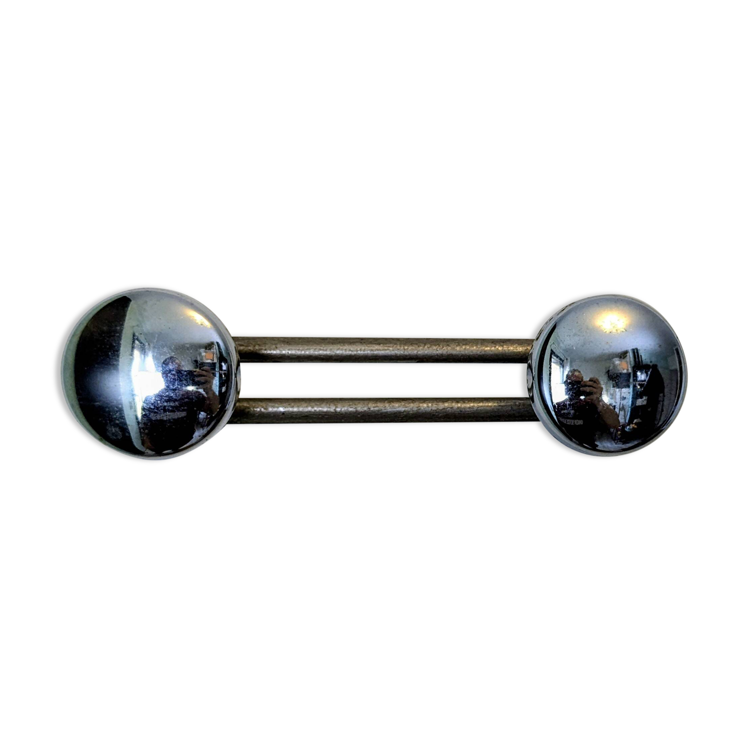Double wall hook in chrome metal, vintage design.