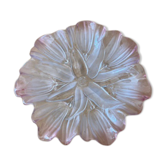 Glass presentation dish with floral pattern