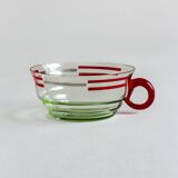 Set of six mouth-blown uranium glass cups, France, Mid-Century