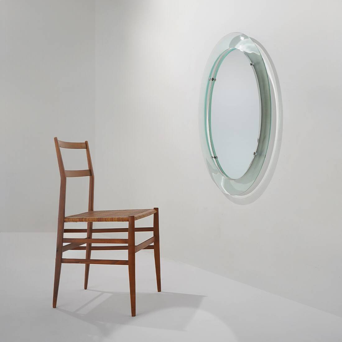 Wall mirror with curved glass frame by Metalvetro, 1970s