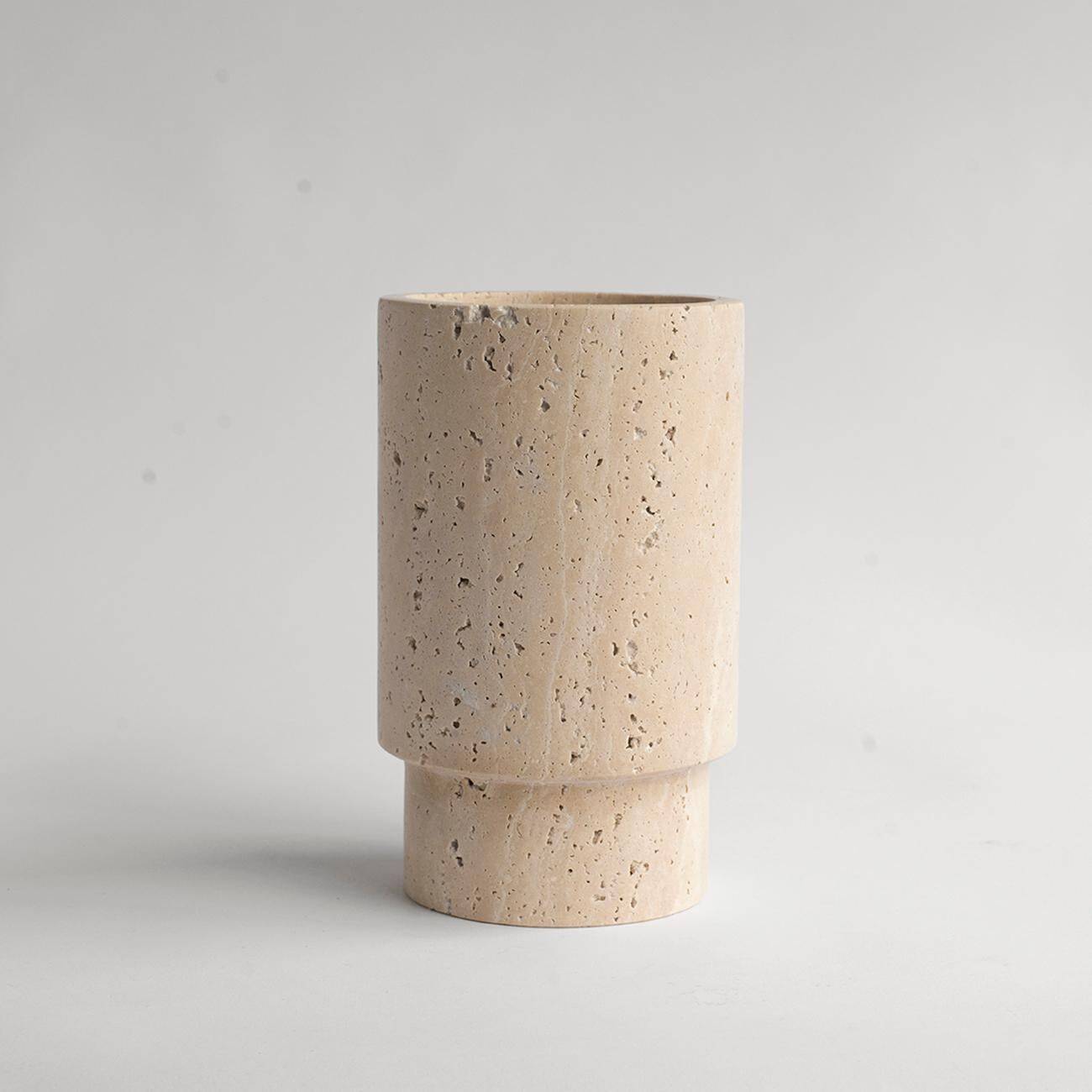 Travertine vase and wine cooler