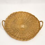 Flat woven wicker basket