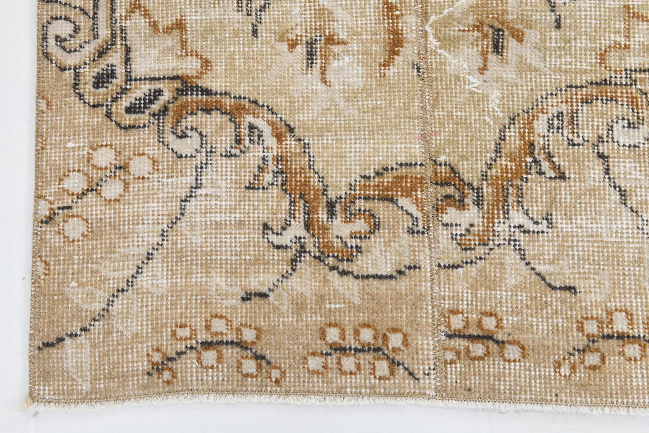 2x10 Beige Brown Floral Turkish Runner Rug, 73x302Cm SK 7009