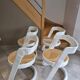 Set of 4 cantilever chairs in curved wood and caning — Italian design year