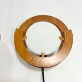 Vintage design wall light in pine and plexiglass, 1970s