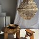 Suspension or rattan lampshade in an elongated spherical shape, layered H80 D