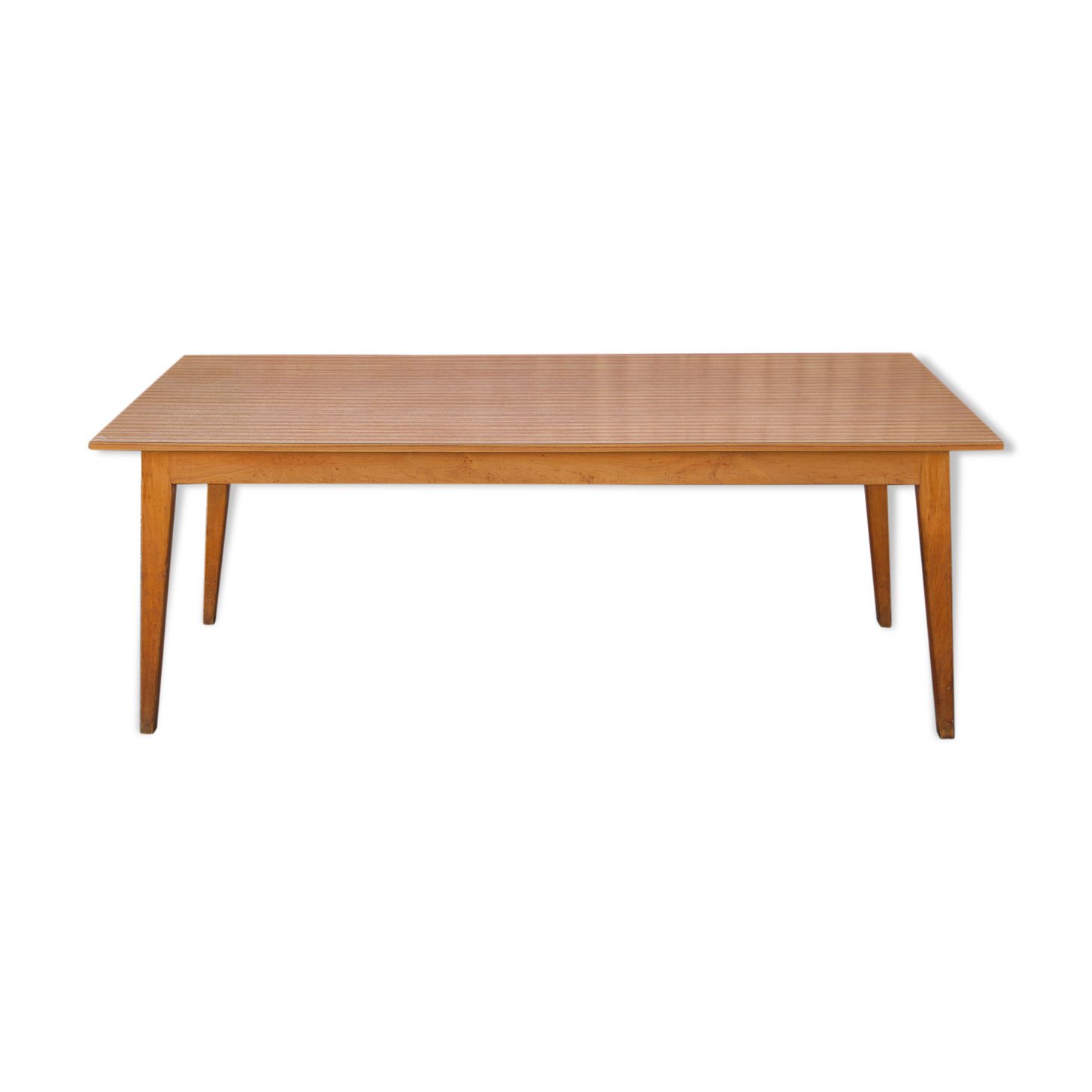 Antique dining table, wooden table and formica tray
