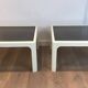 Pair of large white lacquered fiberglass side tables. Poschinger