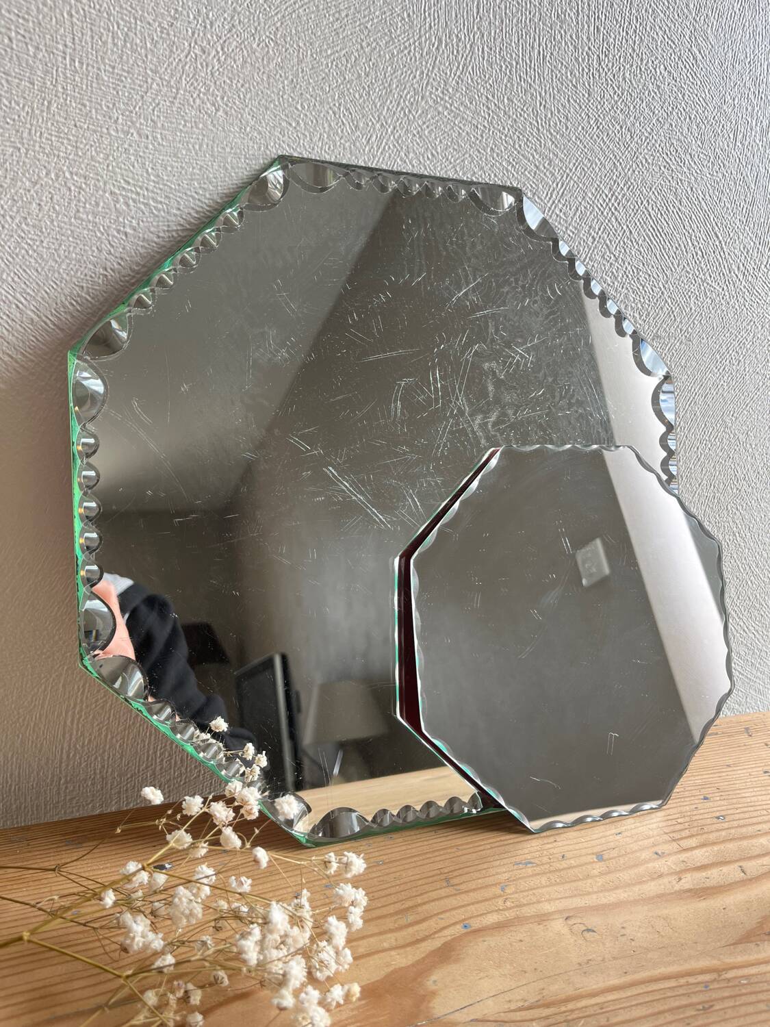 Vintage octagonal beveled mirrors