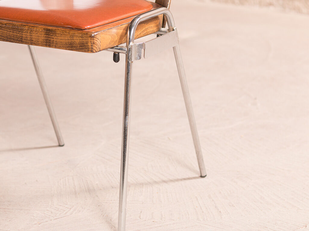 Set of 4 Jomain Baumann chairs, seat in imitation leather cognac, circa 1960