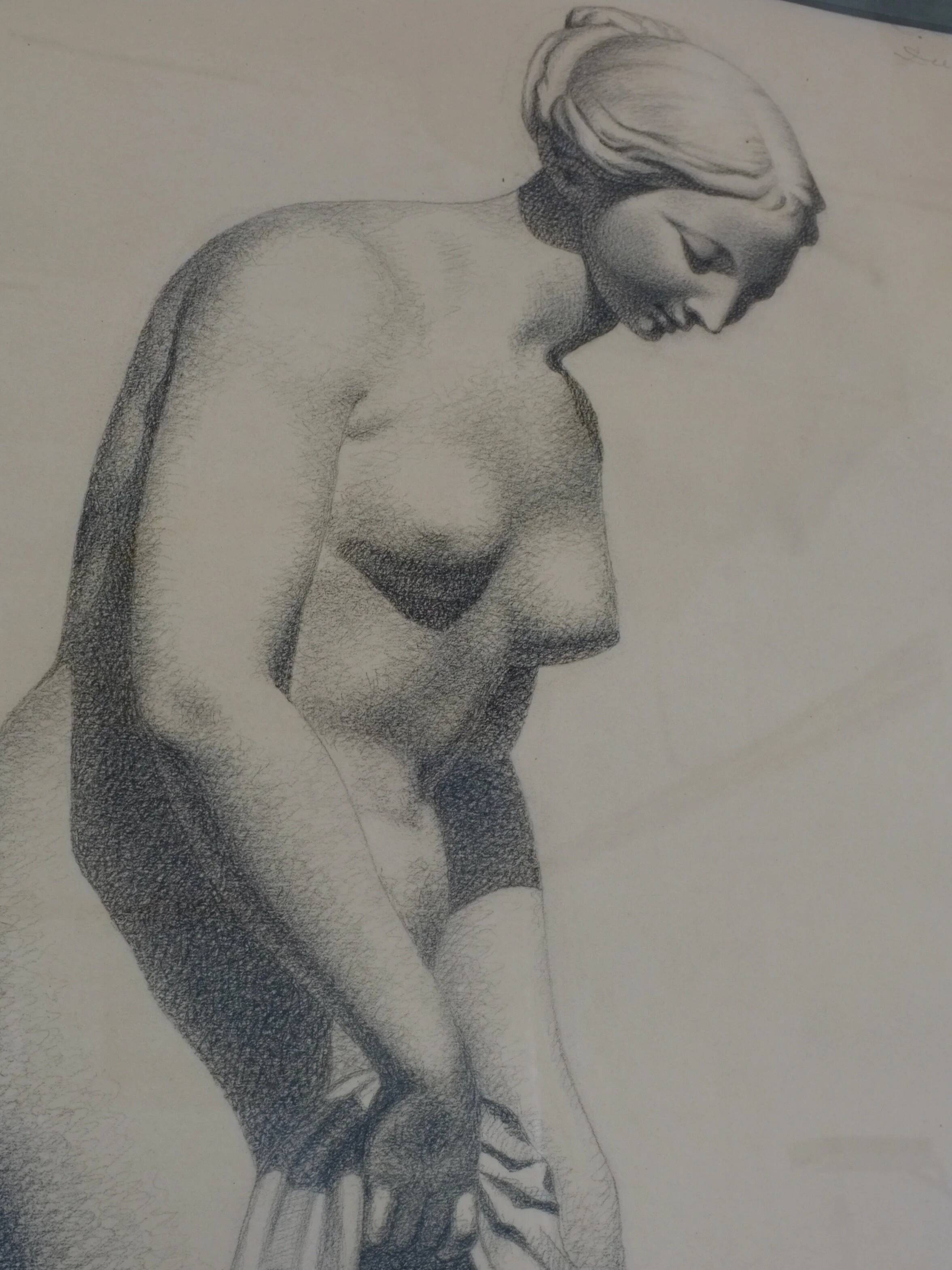 Ebba Von Wachenfeldt dessin au fusain d'une statue de femme | 1883