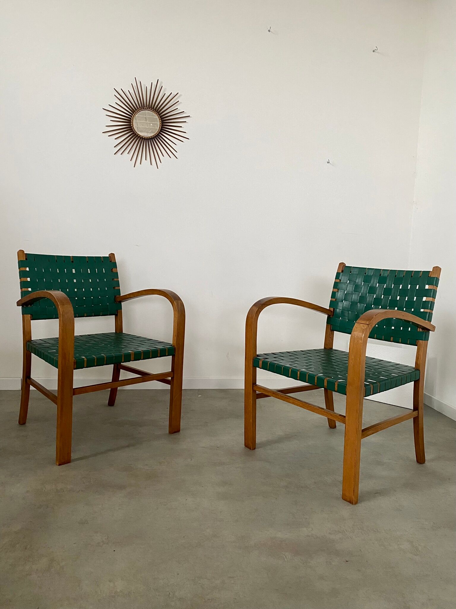 2 armchairs bridge vintage year 50 wood and vinyl