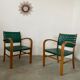 2 armchairs bridge vintage year 50 wood and vinyl