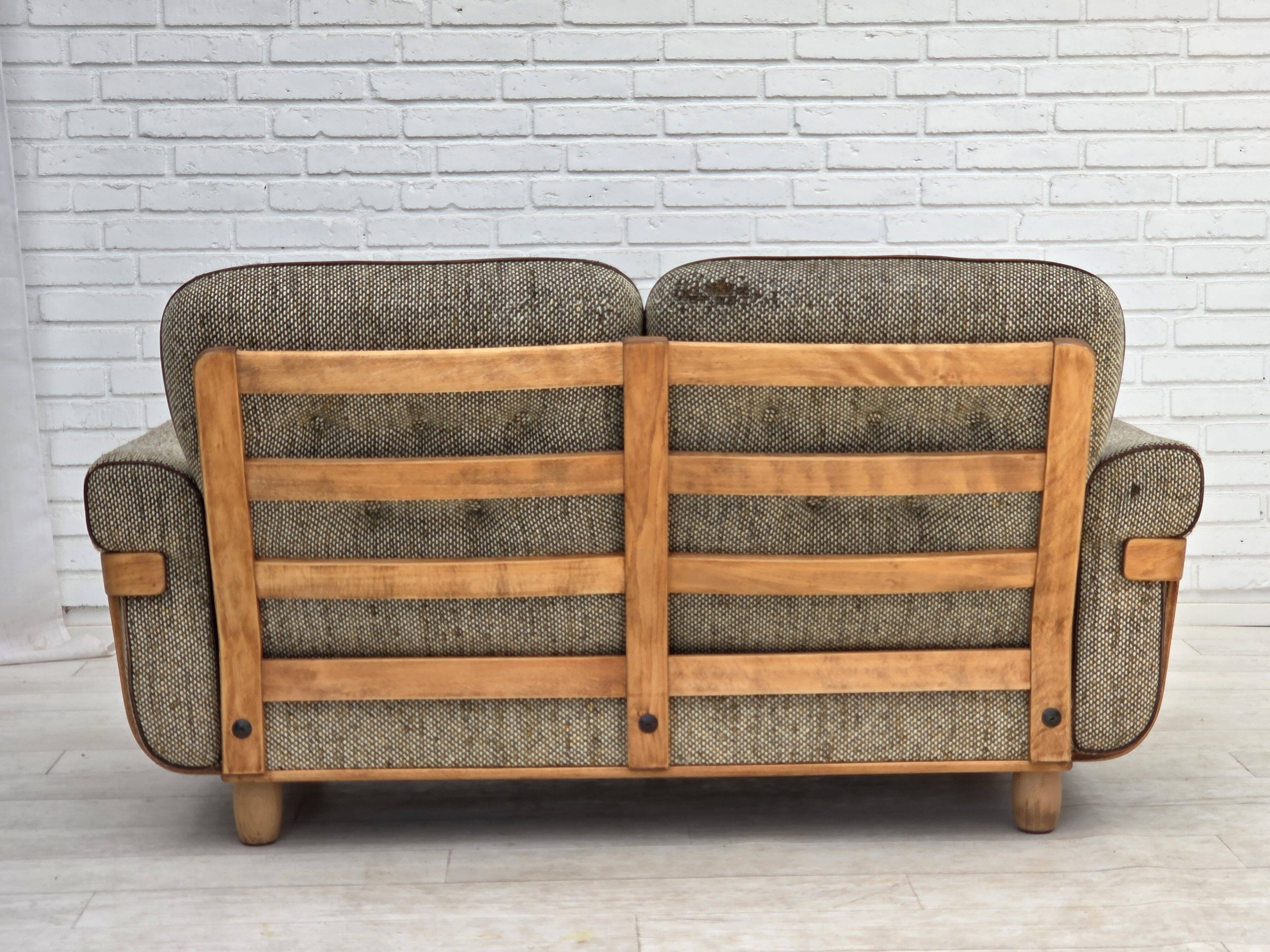 1970s, Danish 2-seater sofa, original condition, furniture wool, bentwood.