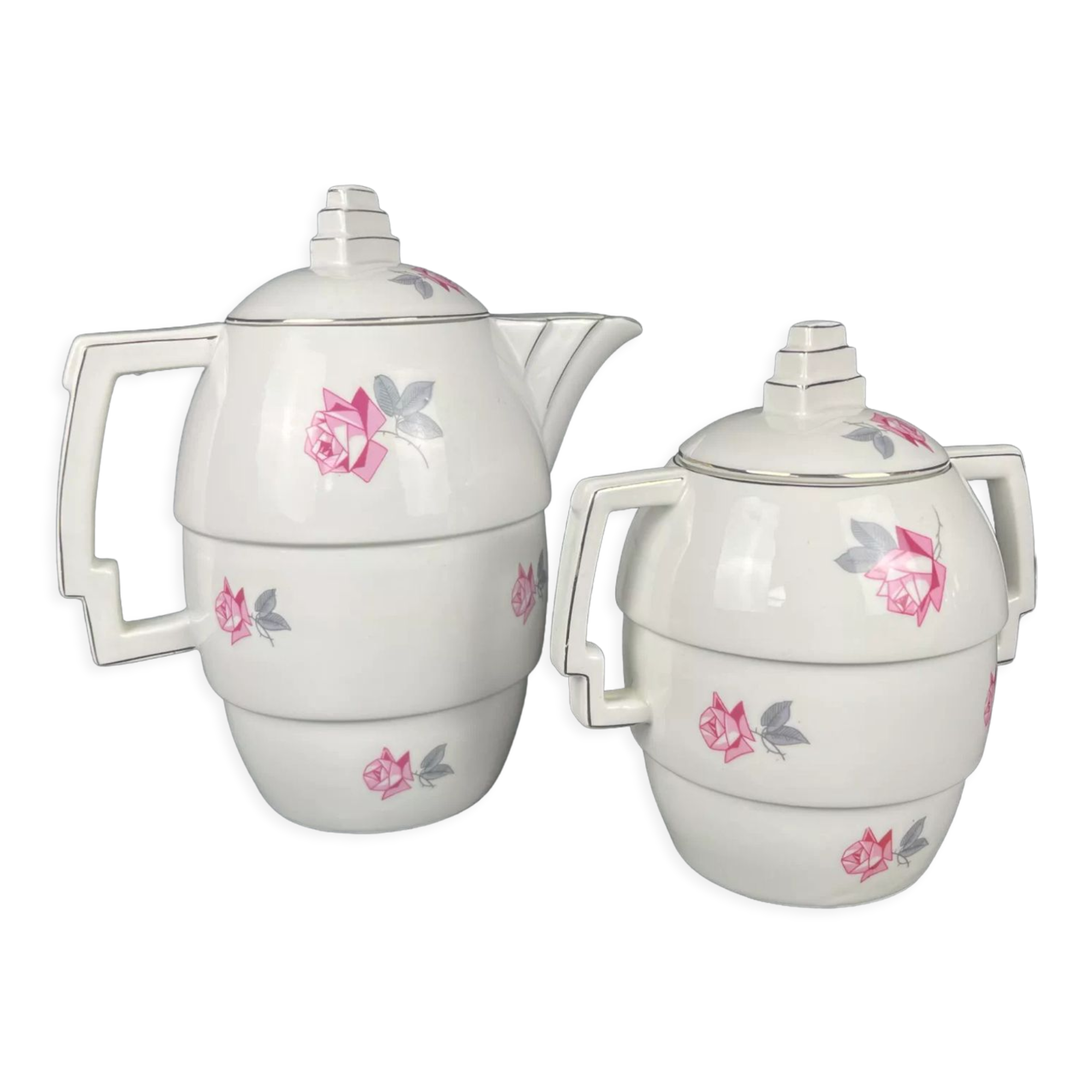 Cafetière et sucrier art déco en porcelaine vers 1930
