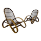 Set of 2 rattan lounge chairs armchairs Italian design from the 60s vintage rattan