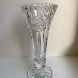 vase sur pieds en verre cristal moulé années 50