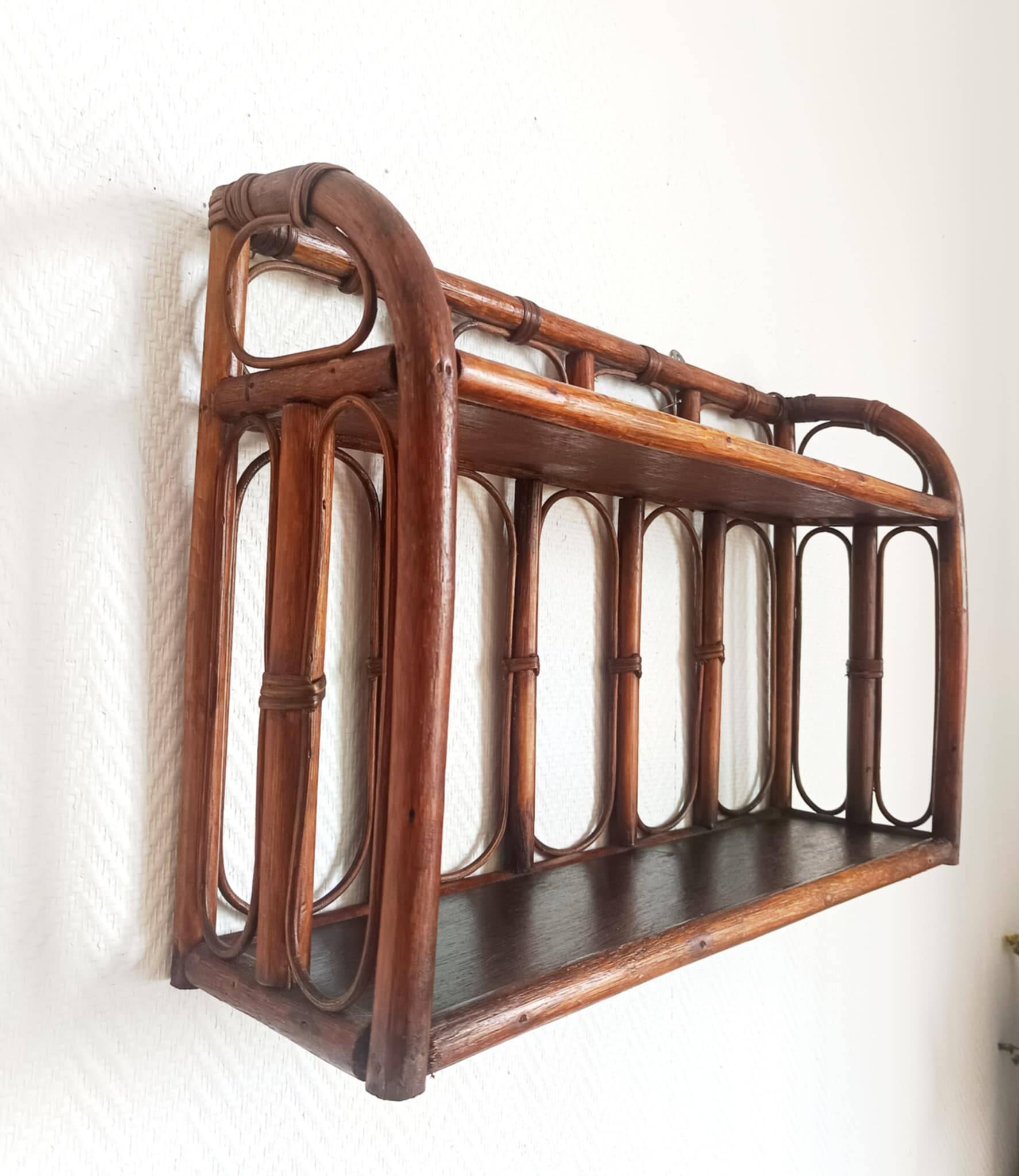 Vintage rattan wall shelf 1960