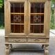 Spanish Renaissance display case in patinated solid wood