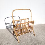 Curved rattan magazine holder 1960