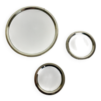 Dessous de plat et de bouteilles métal argenté et verre vintage