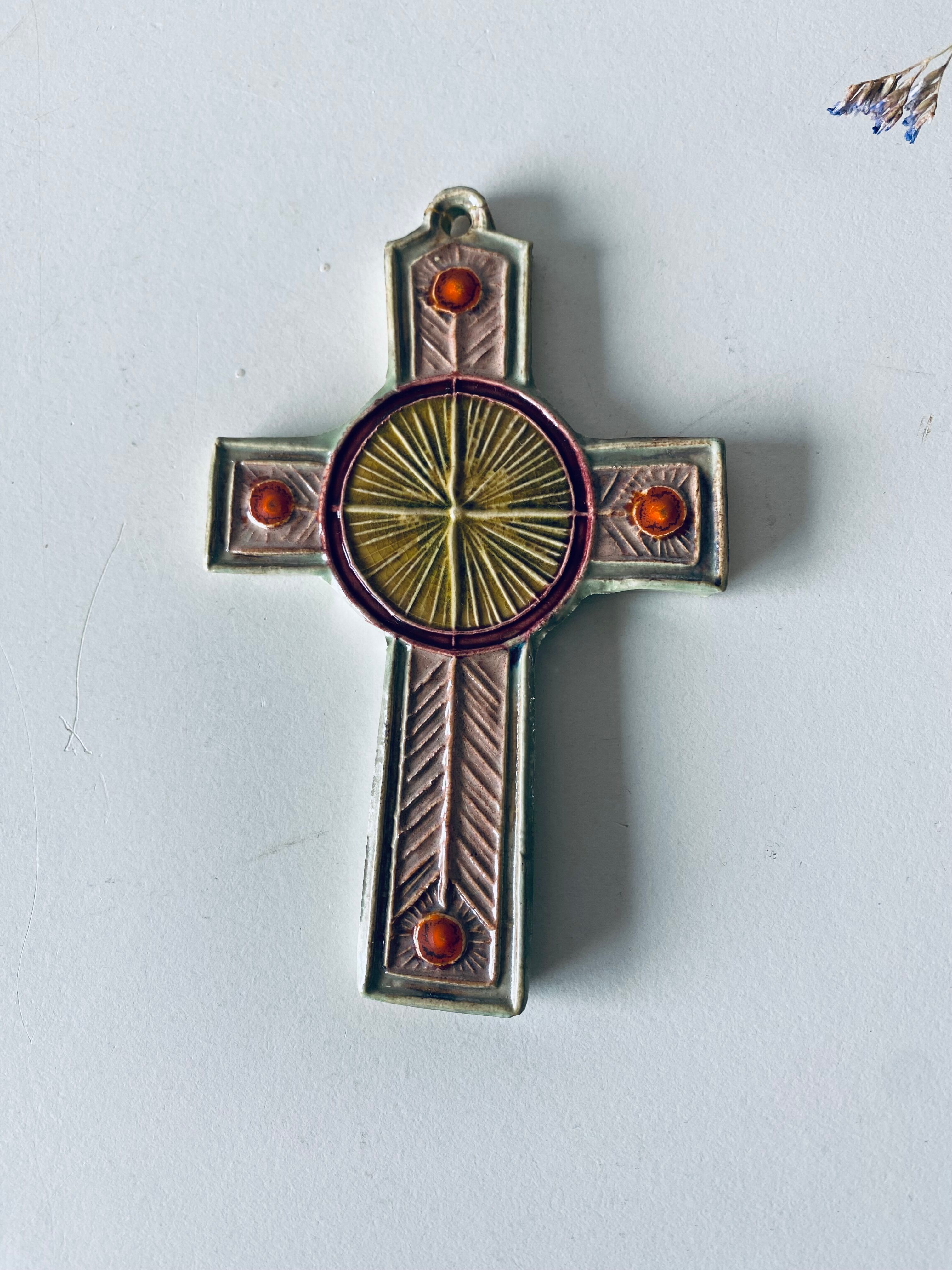 Ceramic wall cross signed Taburet