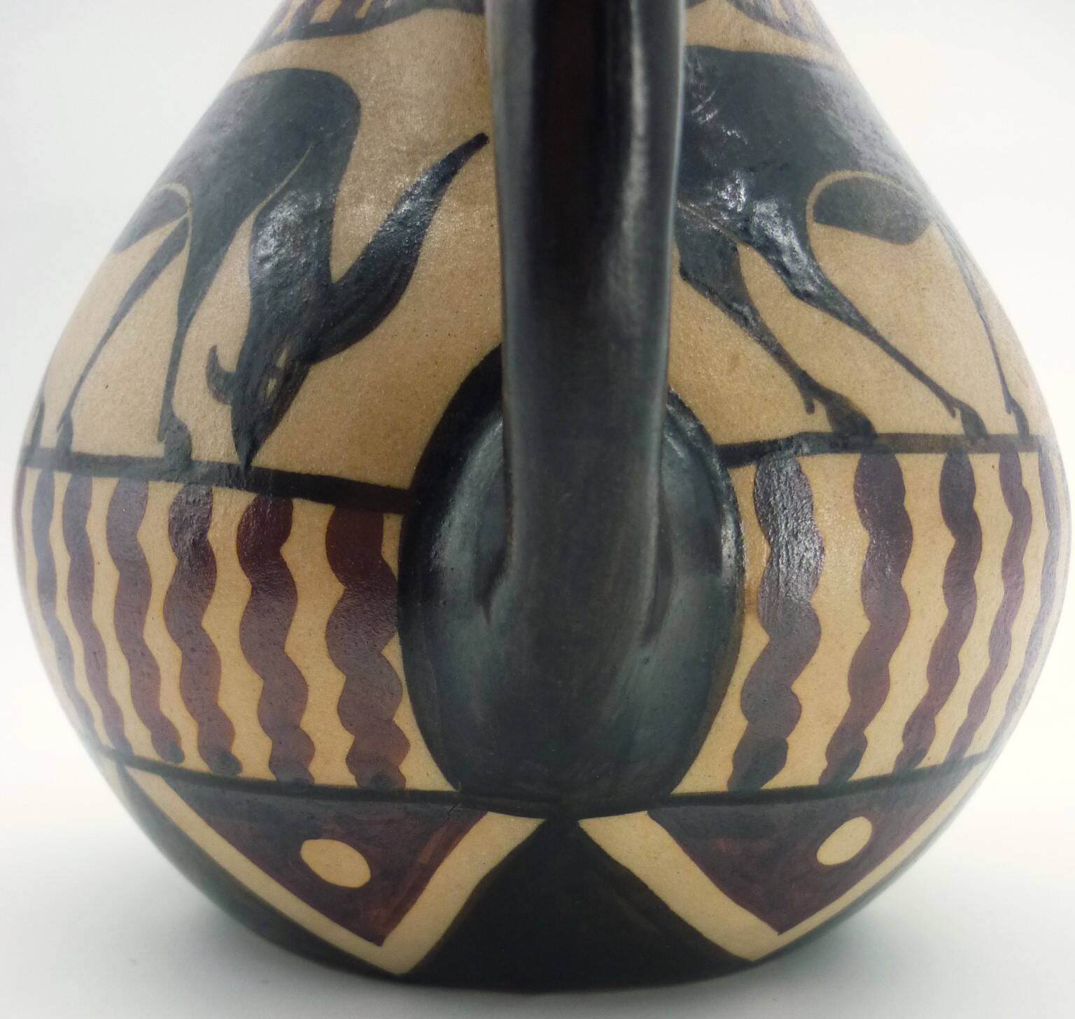 Vase pichet, céramique émaillée, art déco, E. Vilotte Ciboure, antilopes
