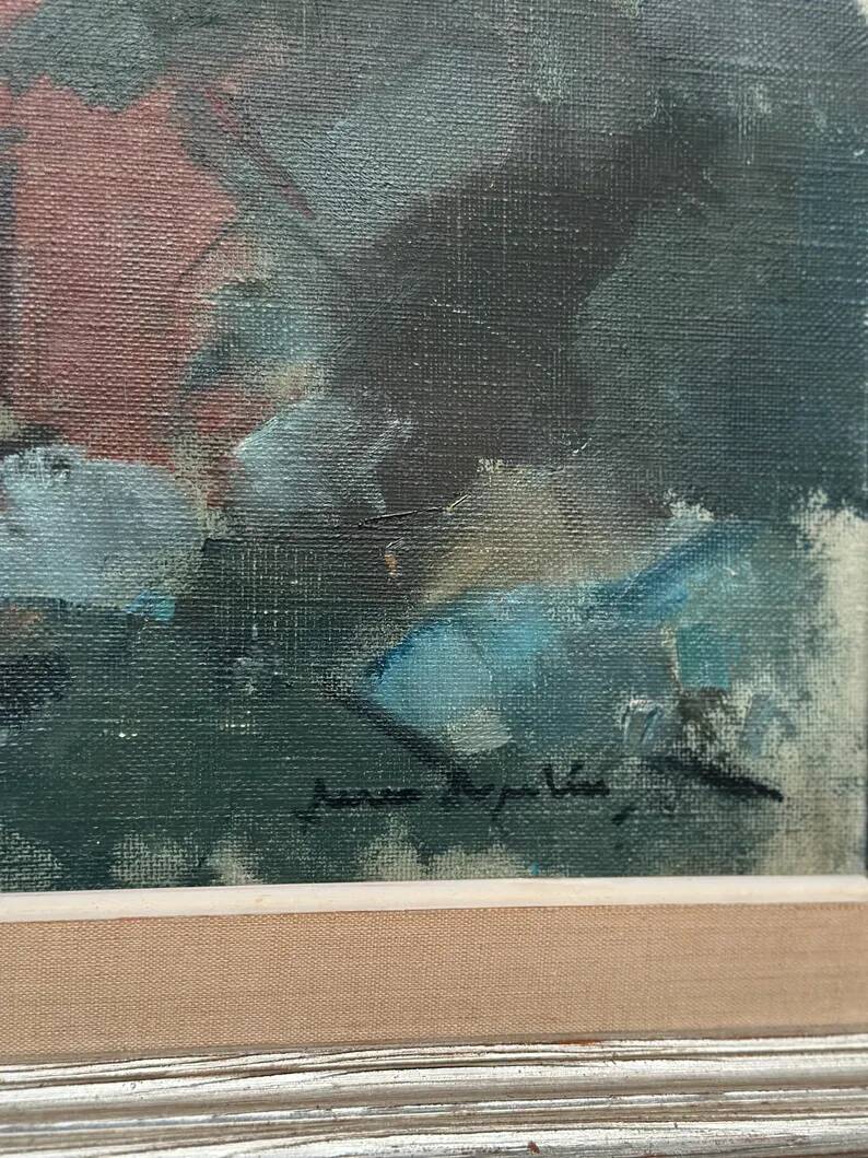 Original Swedish Oil on Canvas – “Red Barn” by Arne Aspelin – Signed – Vintage & Framed – 70 × 50 cm (27.6" × 19.7")