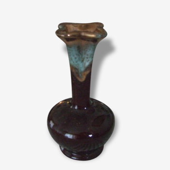 Vase foreign céramique dorée verte et marron