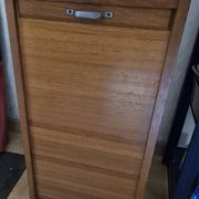 Filing cabinet with curtain, lock and key