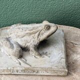 Cement frog, signed A. Picot