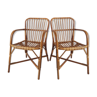 Pair of vintage rattan armchairs