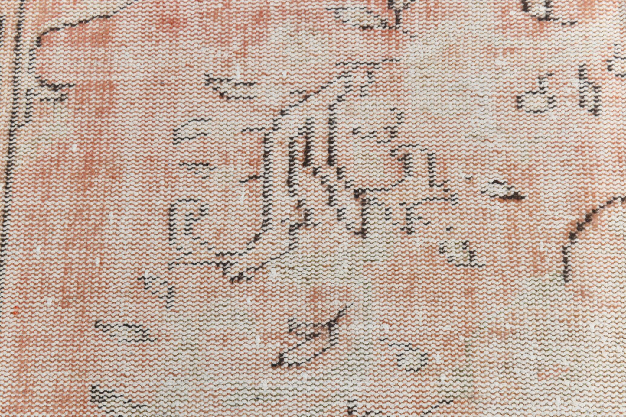 Blush Pink Muted Turkish Vintage Handmade Wool Carpet Rug, 191x316 Cm