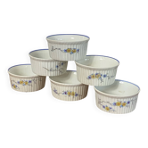 6 ramequins en porcelaine vintage fleurs