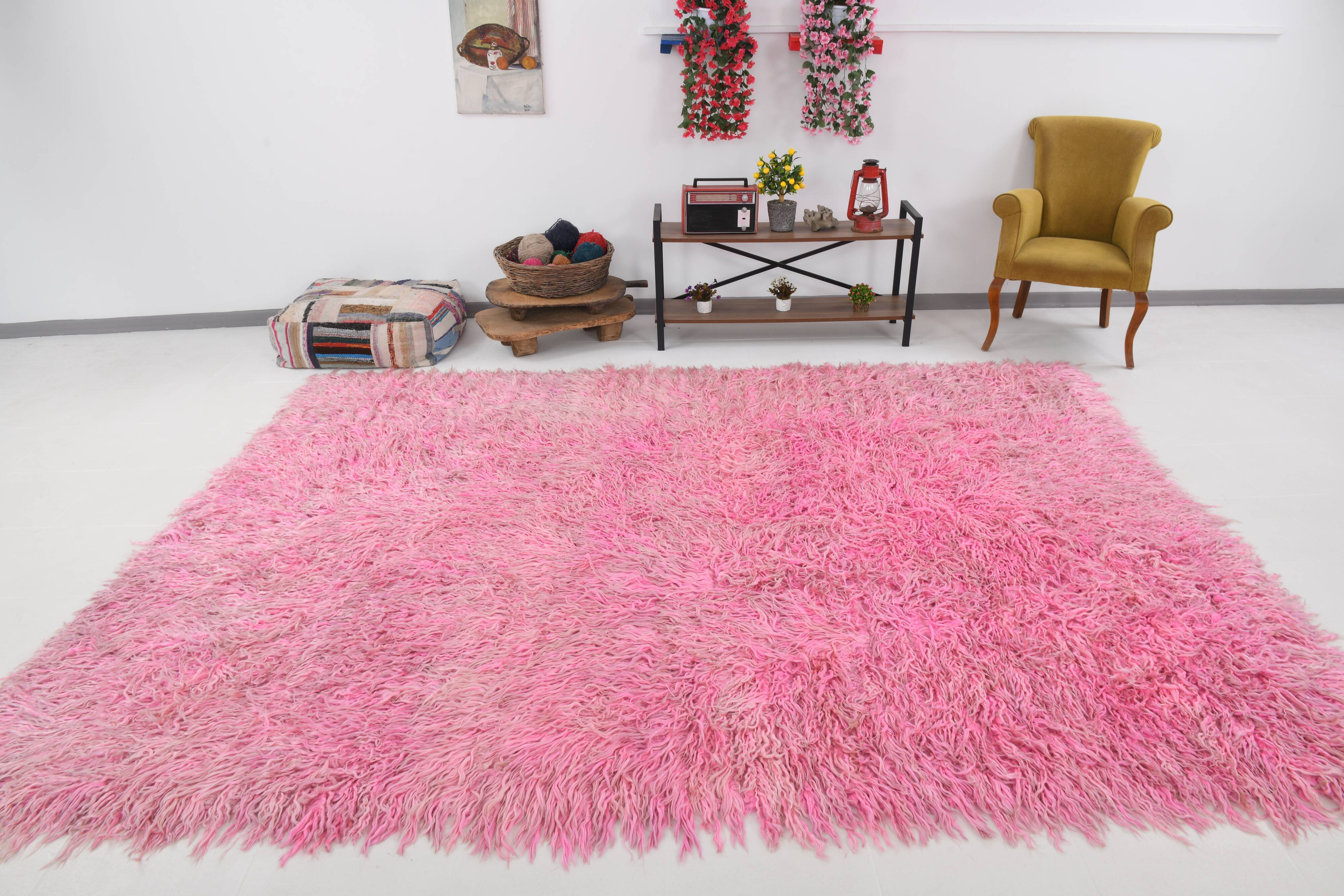 8x11 dusty pink anatolian vintage rug,243x334cm