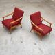 Pair of Czechoslovak armchairs 1960 red pink 1960